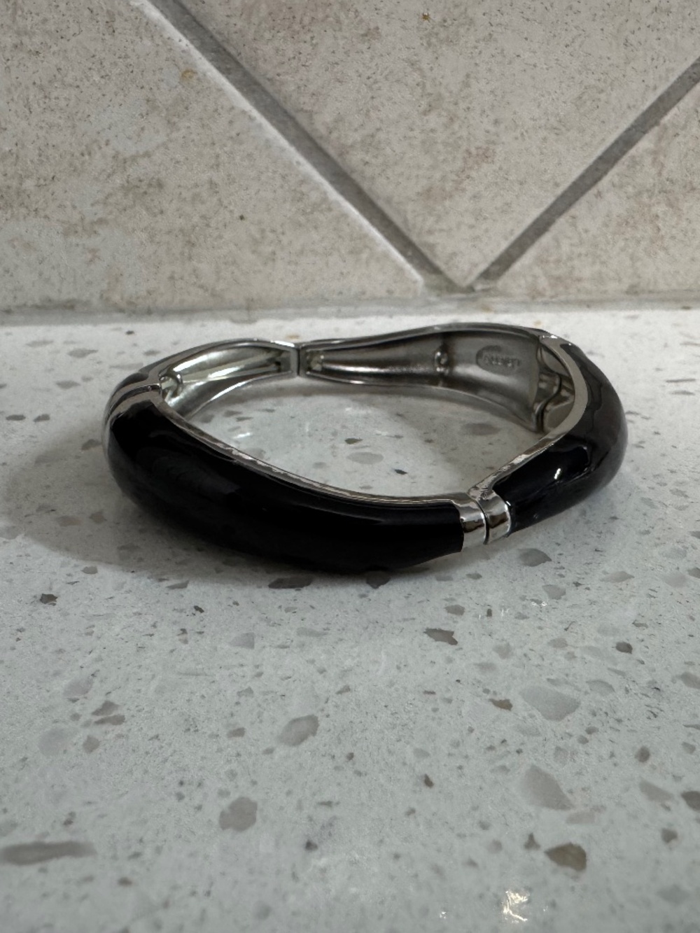 Silver and Black Enamel Bracelet